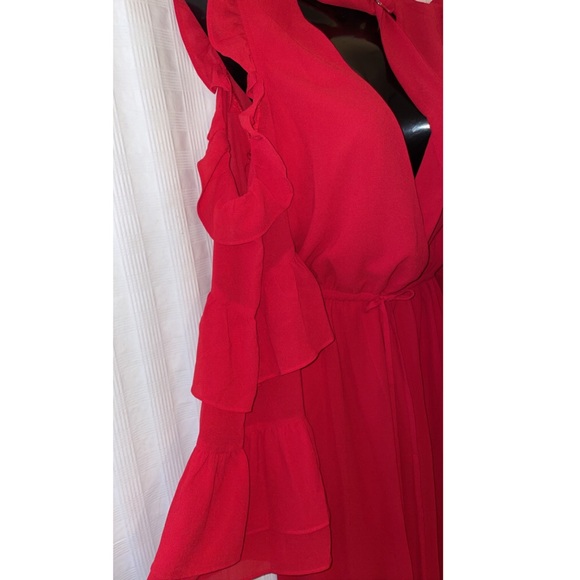 NEW With Tags Red Ruffle Maxi Dress, Size Small - Picture 5 of 7